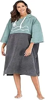 Hooded Poncho Towel, Changing Robe with Kangaroo Pocket and Underarm, Side-Access Slits for Beach, Surfing and Swimming. (Color : Gray, Size : One Size)