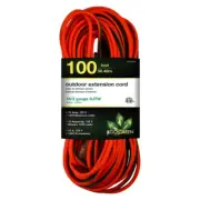 100 Ft. 16/3 SJTW Outdoor Extension Cord - Orange with Lighted Green Ends