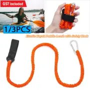 1/3x Elastic Kayak Paddle Leash Safety Hook Coiled Lanyard Cord Canoe Tie Rope
