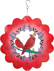 12 inch Outdoor Art Hanging Wind Spinner 3D Stainless Steel Laser Cut Metal Geometric Kinetic Spinners Suncatcher for Patio Home Wall Garden Yard Art Christmas Decorations (Pattern-V)