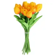 20pcs Tulips Artificial Flowers, Faux Flowers Fake Tulip Stems(Sunset Red)