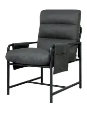 [Levede] Metal Framed Armchair Linen Cushion Sturdy Frame in Dark Grey