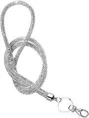 GARIOUANS Bling Crystal Lanyard with Clasp Stylish Neck Strap for Keys Phone Id Badge Comfortable Wear for Office Use and Accessories Silver
