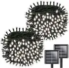 Solar String Lights Outdoor Waterproof 2PK 200LED 66FT 2PK-200LED, Cool White