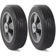 2-Pack 8" x 2" Flat Free Solid Rubber Tire and Wheel 3/4" & 5/8" & 1/2" Axles...