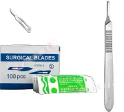 200 SCALPEL BLADES #15 + HANDLE #3 SUITABLE FOR DERMAPLANING SURGICAL INSTRUMENT