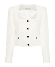 Alessandra Rich Sequinned Tweed Square Neck Jacket IT40,IT44 White