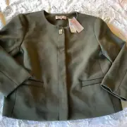 philosophy army green blazer jacket fall winter office size 12