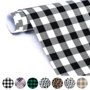 10"x60" HTV Heat Transfer Vinyl Iron On Buffalo Plaid Leopard T-Shirt For Cut