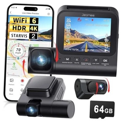 3 Channel 4K Dash Cam, Dash Camera for Cars with STARVIS 2 HDR Night Vision,