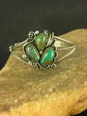 Native American Indian Turquoise Navajo Sterling Silver Bracelet 08845