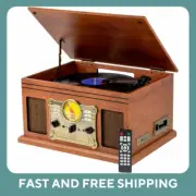 Bluetooth Turntable Vinyl 3-Speed Record Player with Stereo Recorder CD Cassette
