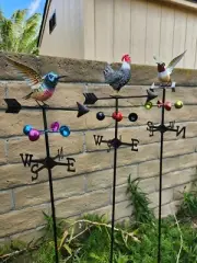 60" Weathervane Metal Bird Stake, Yard Art, Garden Decor, CHOOSE Style