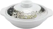 J-Kitchens Japanese Technique Hanshou No. 6 Shallow Type Earthpot for Direct Fire, 7.4 inches (18.9 cm), for One Person - for 2 People, White, Blue, Gold Saifukumitsu