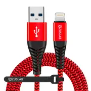 [1M+2M] ZUSLAB Nylon USB-A to Lightning Charging Cable Charger Cord for Apple iPhone 6S Plus/ 6S / 6 Plus / 6 / 5S / 5C / 5 - Red