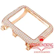 14K Rose Gold On Sterling Silver Apple Watch Bezel Case Lab Diamond Series 2 & 3
