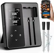 Wireless Meat Thermometer, Remote Range Bluetooth Meat Thermometer with Dual Probes, Standalone Base Smart App for BBQ Cooking Grilling Oven