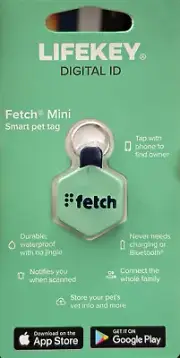 Lifekey Fetch Mini Digital Pet Smart ID Tag, Mint