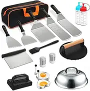 Barbecue Tool Set, Griddle Accessories Kit, 17Pcs Flat Top Grill Accessories Set for Blackstone and Camp Chef, Grill Spatula Set with Enlarged Spatulas, Basting Cover, Scraper for Outdoor BBQ