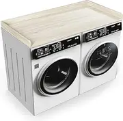 Washer Dryer Countertop with Non-Slip Mat, 27.5" x 54" Laundry Countertop with Edge Rails for Room Organization, Washer and Dryer Wood Countertop for Laundry Room Storage, Washer Dryer Topper -Oak