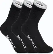 [ANT21T] Women's Athletic Socks, Crew Cut, 3 Pack, Black/White/Grey