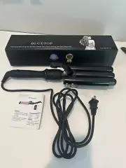 BlueTop 3 Barrel Professional Curling Iron & Salon Grade Tools Black New In Box