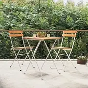Patio Furniture Sets 3 Piece Folding Bistro Set Solid Wood Acacia and Steel