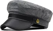 [AIMALL] Women's PU Leather Flat Cap Beret | Breathable Octagonal Cap with Leather Buckle | All-Match Cotton Duckbill Hat | Classic British Style Newsboy Cap