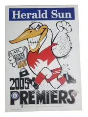 SYDNEY SWANS LIMITED EDITION HERALD SUN 2005 PREMIERS WEG POSTER #913/1000