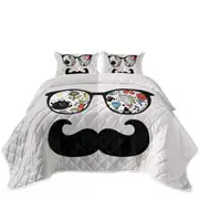 Funny Crazy Drawings on Cool Glasses Coverlet