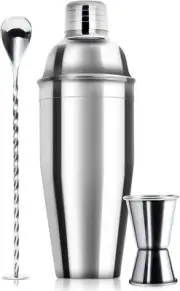 24oz Cocktail Shaker Bar Set - Professional Margarita Mixer Drink Silver