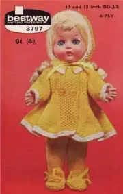 DOLL PATTERN for 10 & 12 inch - COPY vintage doll knitting pattern