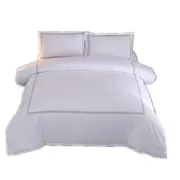 3 PCS Bedding Sets Solid Color With Embroidery Quilt Cover Pillowcase For Double Bed Size