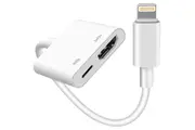 Lightning to HDMI Adapter, Lightning Digital AV Adapter 1080P Video Audio Sync Screen Converter Charging Port, white