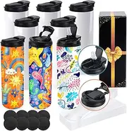 Joyclub 8 Pack Sublimation Water Bottle Blanks Dual Opening 20 oz Sublimation Tumblers with Leakproof Lid and Straw Insulated Stainless Steel Sports Cups