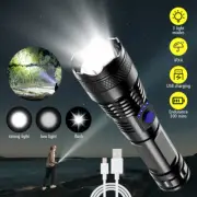 10000LM LED Searchlight Spotlight USB Rechargeable Hand Torch Work Light Lamp