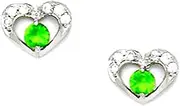 [JewelryWeb] 925 Sterling Silver Plated August Green 3x3mm CZ Love Heart Screw Back Earrings 7x9mm Stud Earring for Women