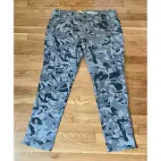 Dkny Womens Cargo Pants Gray Black Camouflage Flat Front Pockets 14 New