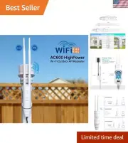AC600 Outdoor Weatherproof Wi-Fi Range Extender-Dual Band 2.4 & 5GHz Long Ran...