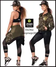 ZUMBA Dance Tribe Mesh Gold Foil Jacket Jumper + Snap Back Hat 2 Piece Set RARE