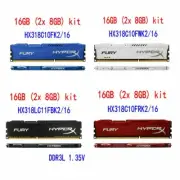 16GB 2x 8GB DDR3 1866MHz PC3-14900 Desktop DIMM Memory Kingston HyperX FURY BT