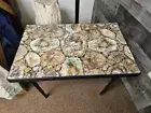 "Petrified Wood Dining Table Slab - Agate Centerpiece & Elegant Sofa Table"