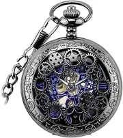 [Segolike] Retro Steampunk Mechanical Skeleton Pendant Watch with 14inch Chain