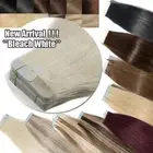 Seamless Tape In Human Hair Extensions Skin Weft Russian Hair Highlight Blonde