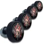 4 PIN UP PINSTRIPE Black License Plate Frame Tag Bolt Screw - Harley Motorcycle