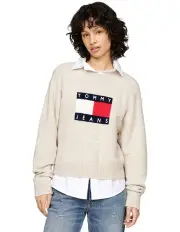 [Tommy Jeans] Melange Relaxed Wool Jumper in White