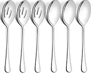 LIANYU 6 Pack Serving Spoons Set, Stainless Steel Large Slotted Spoons, Buffet Dinner Restaurant Serving Utensils, Catering Set for Party Banquet, 9.8 Inch