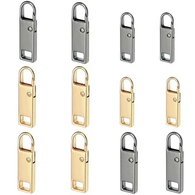 12 PCS 2-Size Detachable Zipper Pull Tabs Gold Black Replacement for Luggage