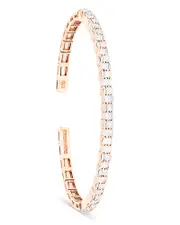 Suzanne Kalan 18K Rose Gold Diamond Princess Cut & Baguette Bangle Bracelet