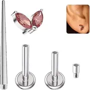 [XXKOTWA] 16G Flat Back Earrings Stud G23 Titanium Cartilage Helix Tragus Conch Lobe Medusa Labret Piercing Jewelry Nose Studs Internally Threaded Earrings Stud for Women Men 6mm 8mm, Titanium, cubic